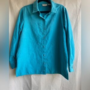 Long sleeve Teal button up Collared Shirt Size Large